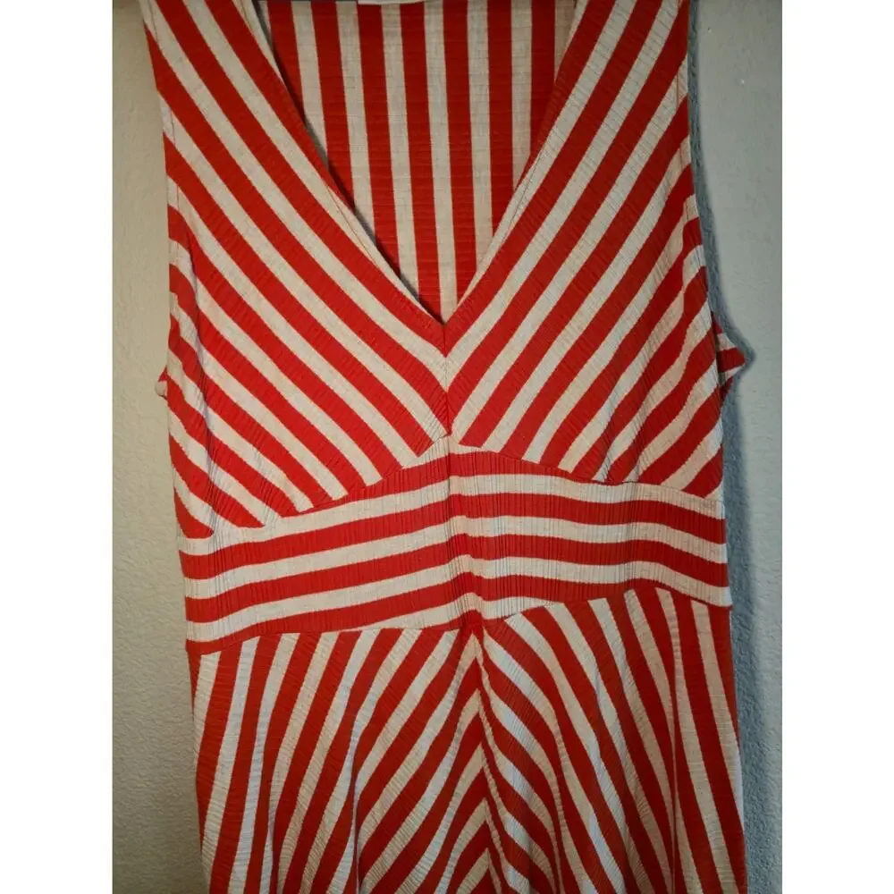 Anthropologie Maeve Bisevo Ribbed Stripe Chevron Maxi Dress Women's Size XL